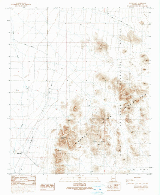 Classic USGS Stone Cabin Arizona 7.5'x7.5' Topo Map Image