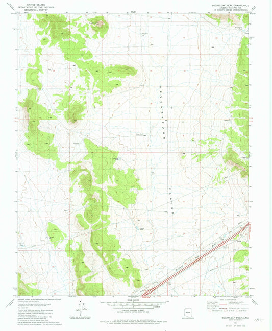Classic USGS Sugarloaf Peak Arizona 7.5'x7.5' Topo Map Image
