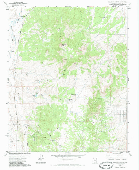 Classic USGS Sullivan Buttes Arizona 7.5'x7.5' Topo Map Image
