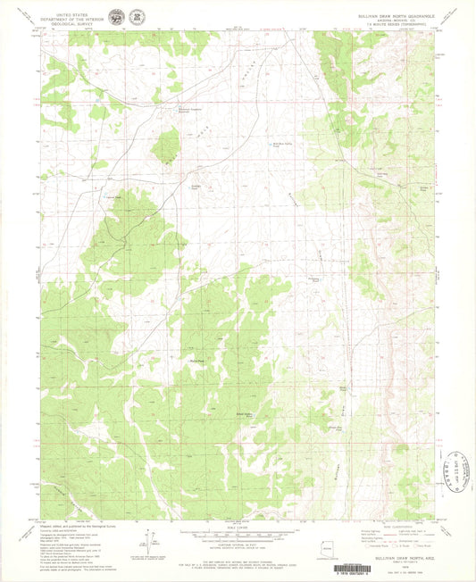 Classic USGS Sullivan Draw North Arizona 7.5'x7.5' Topo Map Image