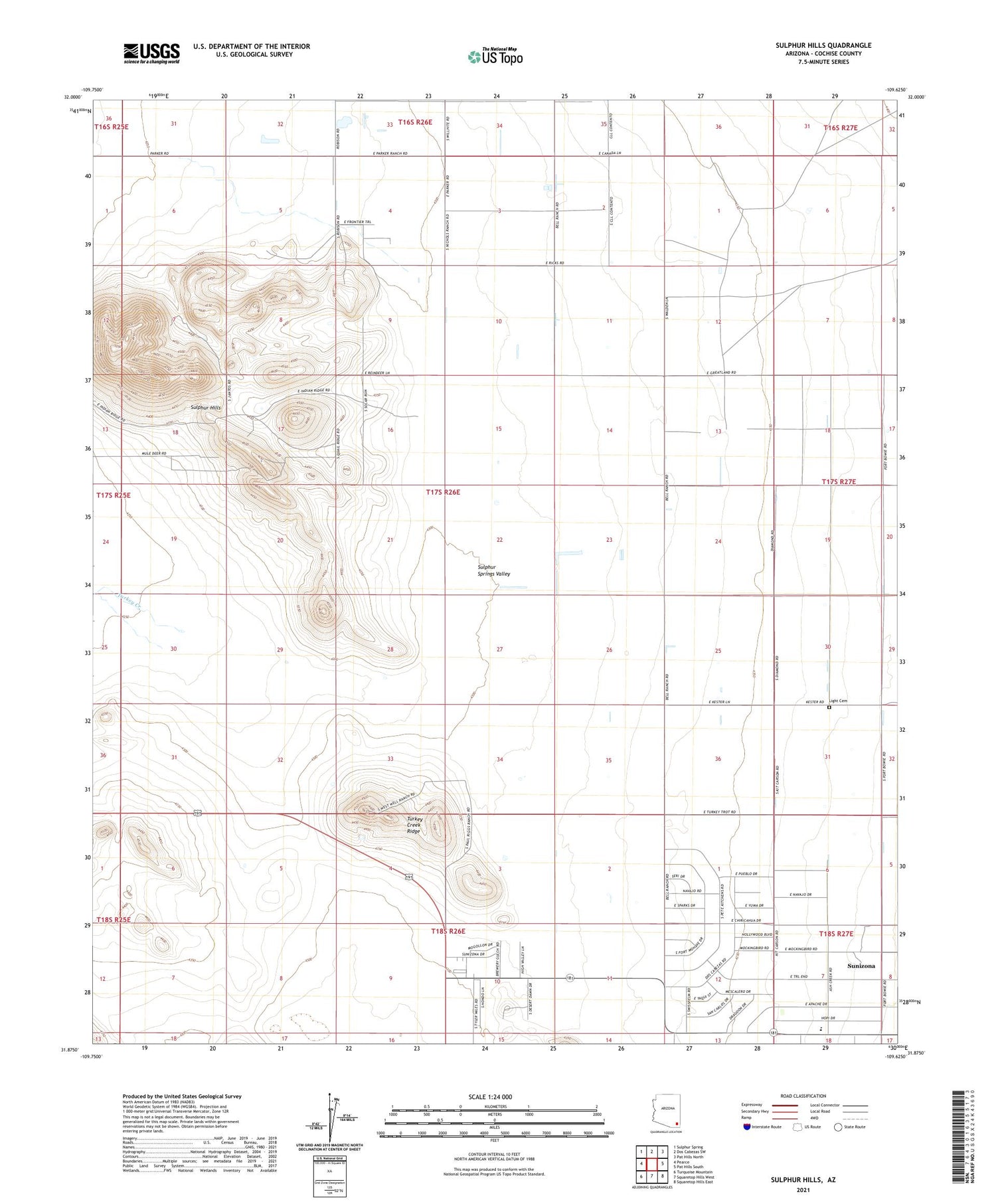Sulphur Hills Arizona US Topo Map Image