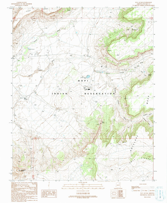 Classic USGS Sun Altar Arizona 7.5'x7.5' Topo Map Image