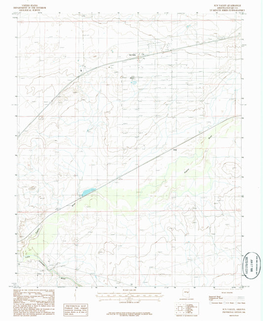 Classic USGS Sun Valley Arizona 7.5'x7.5' Topo Map Image