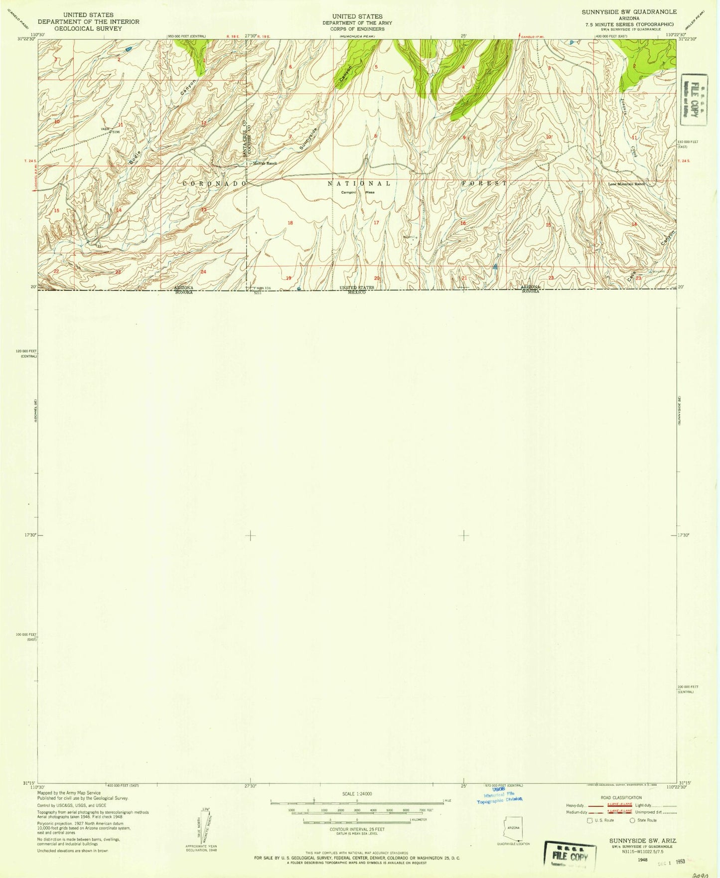 Classic USGS Campini Mesa Arizona 7.5'x7.5' Topo Map Image