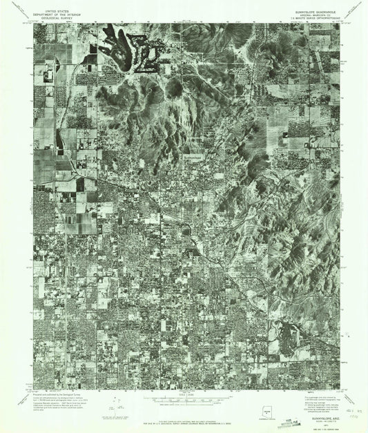 Classic USGS Sunnyslope Arizona 7.5'x7.5' Topo Map Image