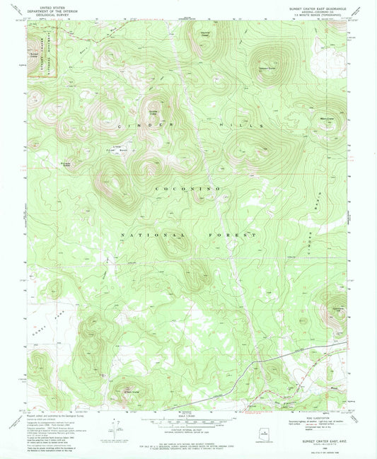 Classic USGS Sunset Crater East Arizona 7.5'x7.5' Topo Map Image