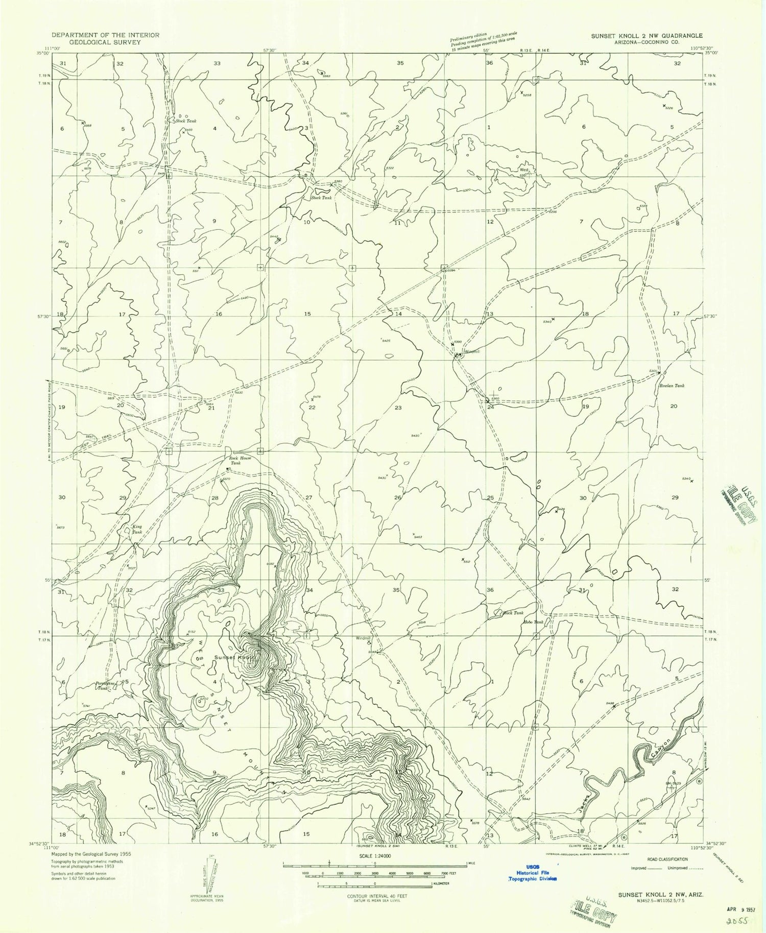 Classic USGS West Sunset Mountain Arizona 7.5'x7.5' Topo Map Image