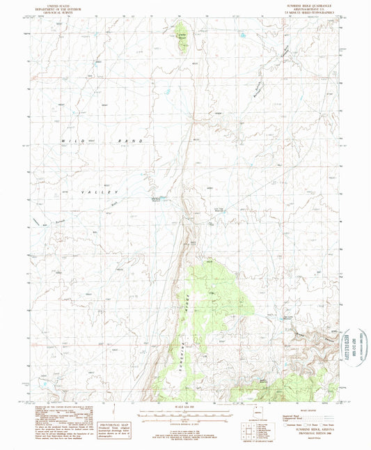 Classic USGS Sunshine Ridge Arizona 7.5'x7.5' Topo Map Image