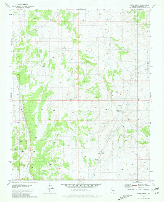 Classic USGS Supai Camp Arizona 7.5'x7.5' Topo Map Image