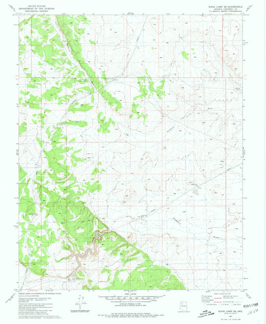 Classic USGS Supai Camp SE Arizona 7.5'x7.5' Topo Map Image