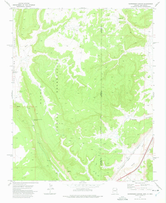 Classic USGS Surrender Canyon New Mexico 7.5'x7.5' Topo Map Image