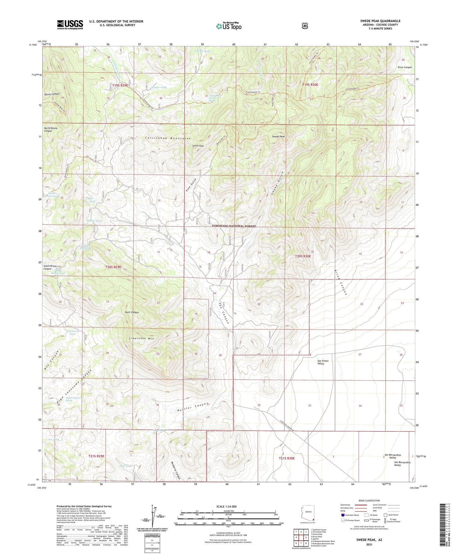 Swede Peak Arizona US Topo Map Image
