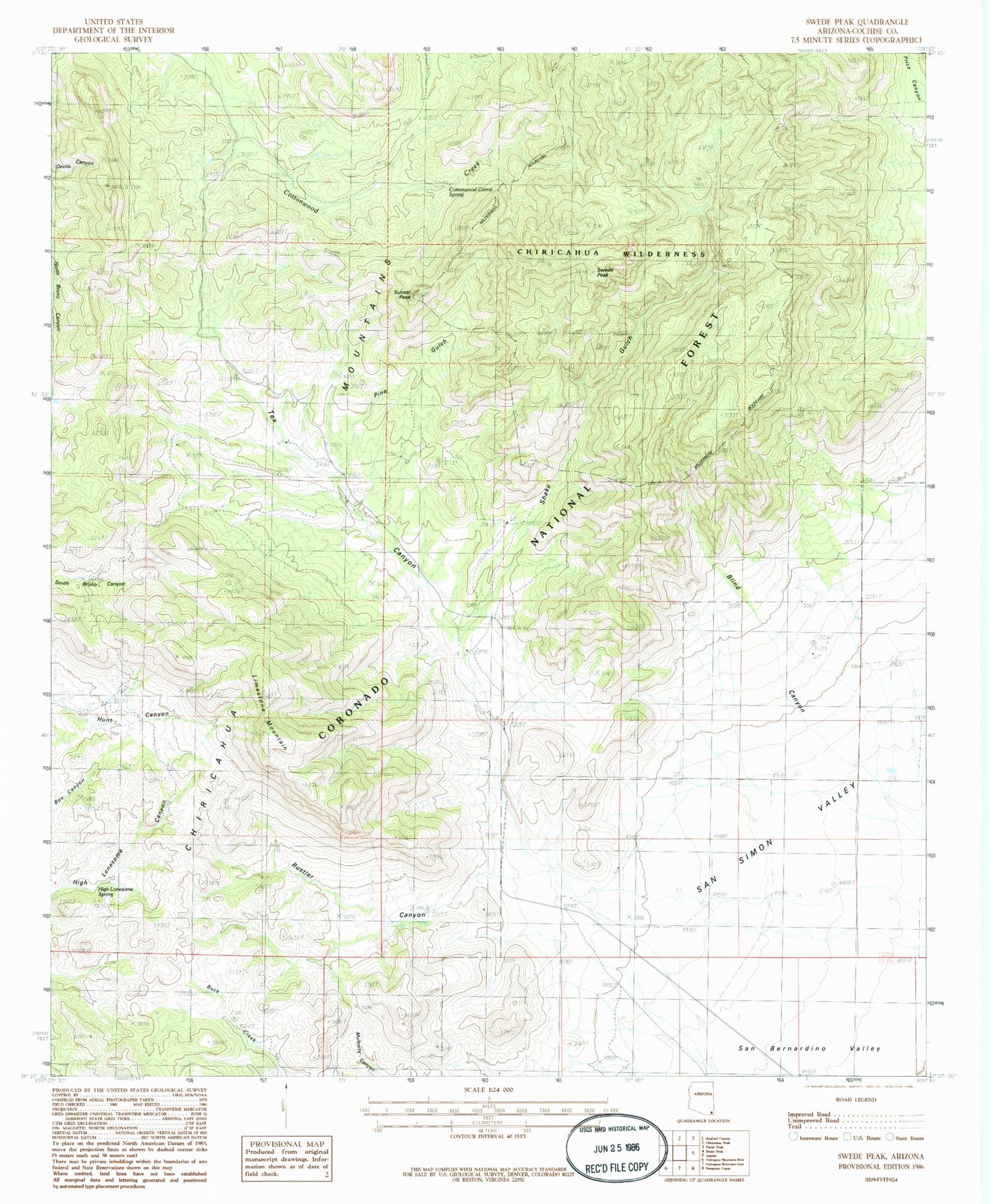 Classic USGS Swede Peak Arizona 7.5'x7.5' Topo Map Image