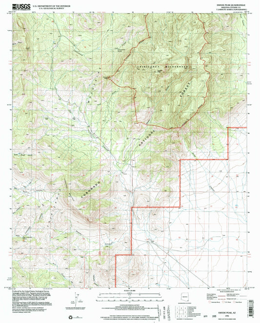 Classic USGS Swede Peak Arizona 7.5'x7.5' Topo Map Image
