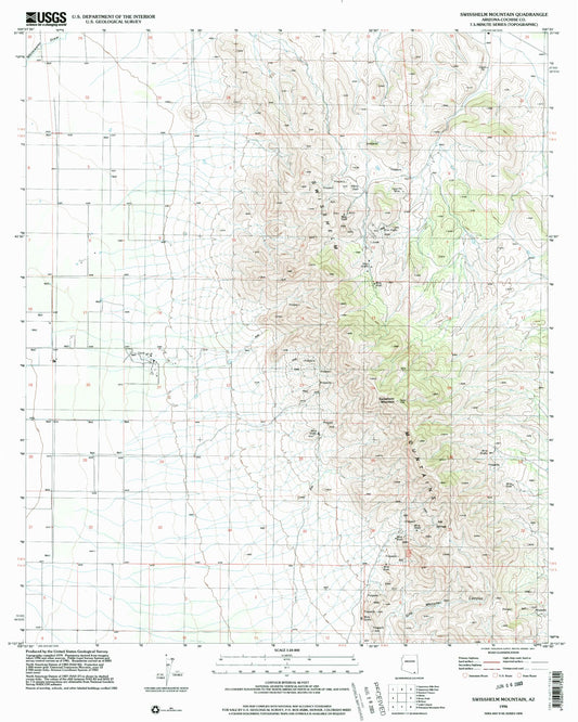 Classic USGS Swisshelm Mountain Arizona 7.5'x7.5' Topo Map Image