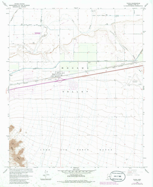 Classic USGS Tacna Arizona 7.5'x7.5' Topo Map Image