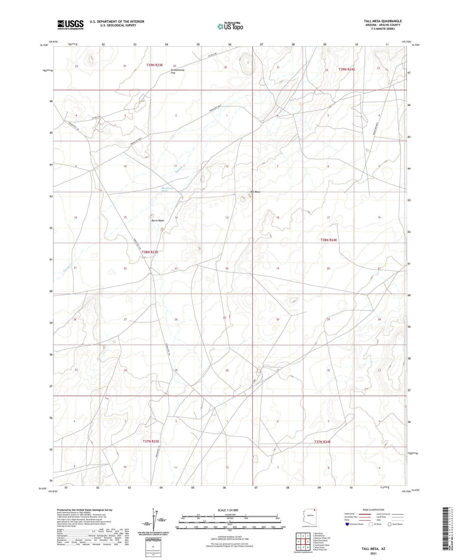 Tall Mesa Arizona US Topo Map Image