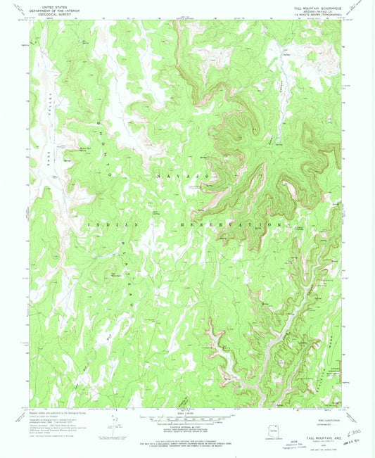 Classic USGS Tall Mountain Arizona 7.5'x7.5' Topo Map Image
