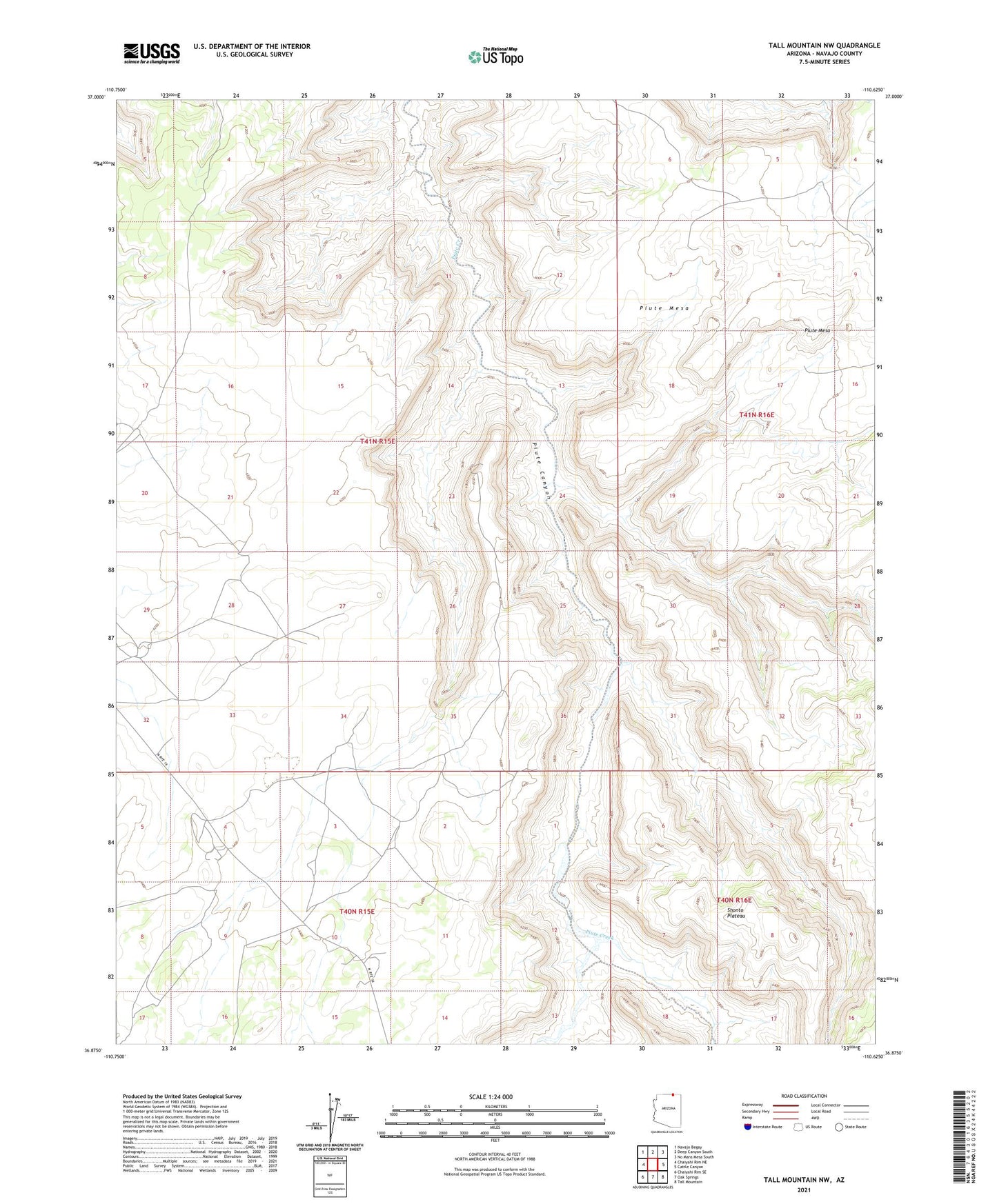 Tall Mountain NW Arizona US Topo Map Image