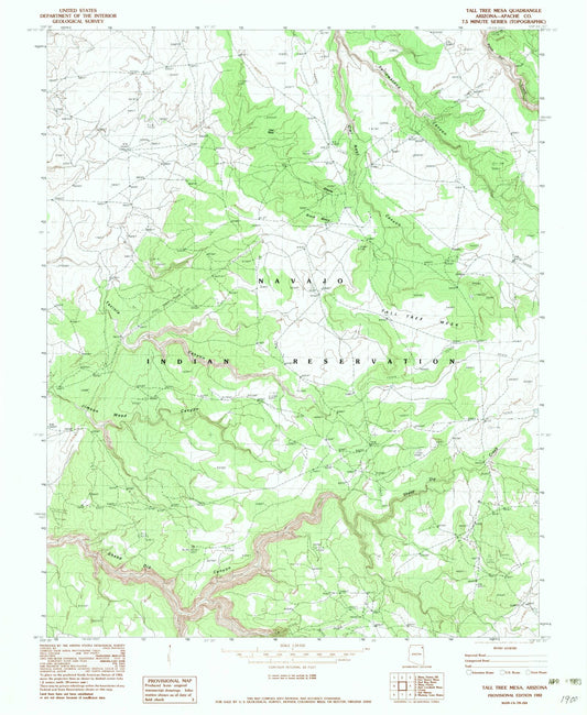 Classic USGS Tall Tree Mesa Arizona 7.5'x7.5' Topo Map Image