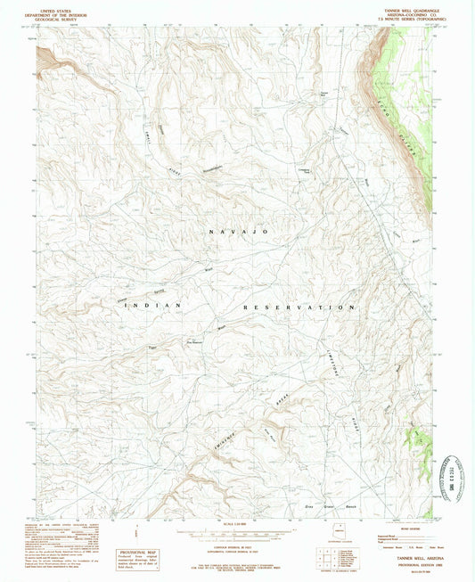 Classic USGS Tanner Well Arizona 7.5'x7.5' Topo Map Image