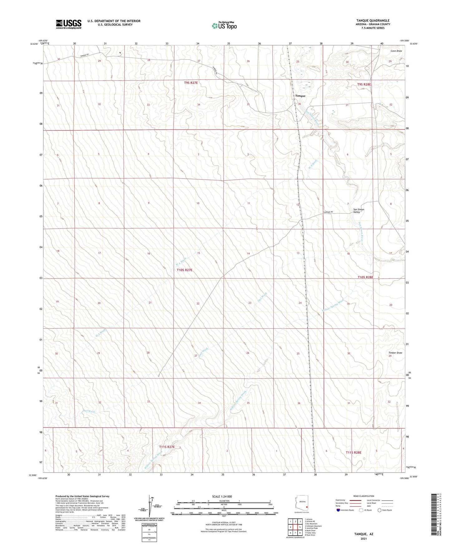 Tanque Arizona US Topo Map Image