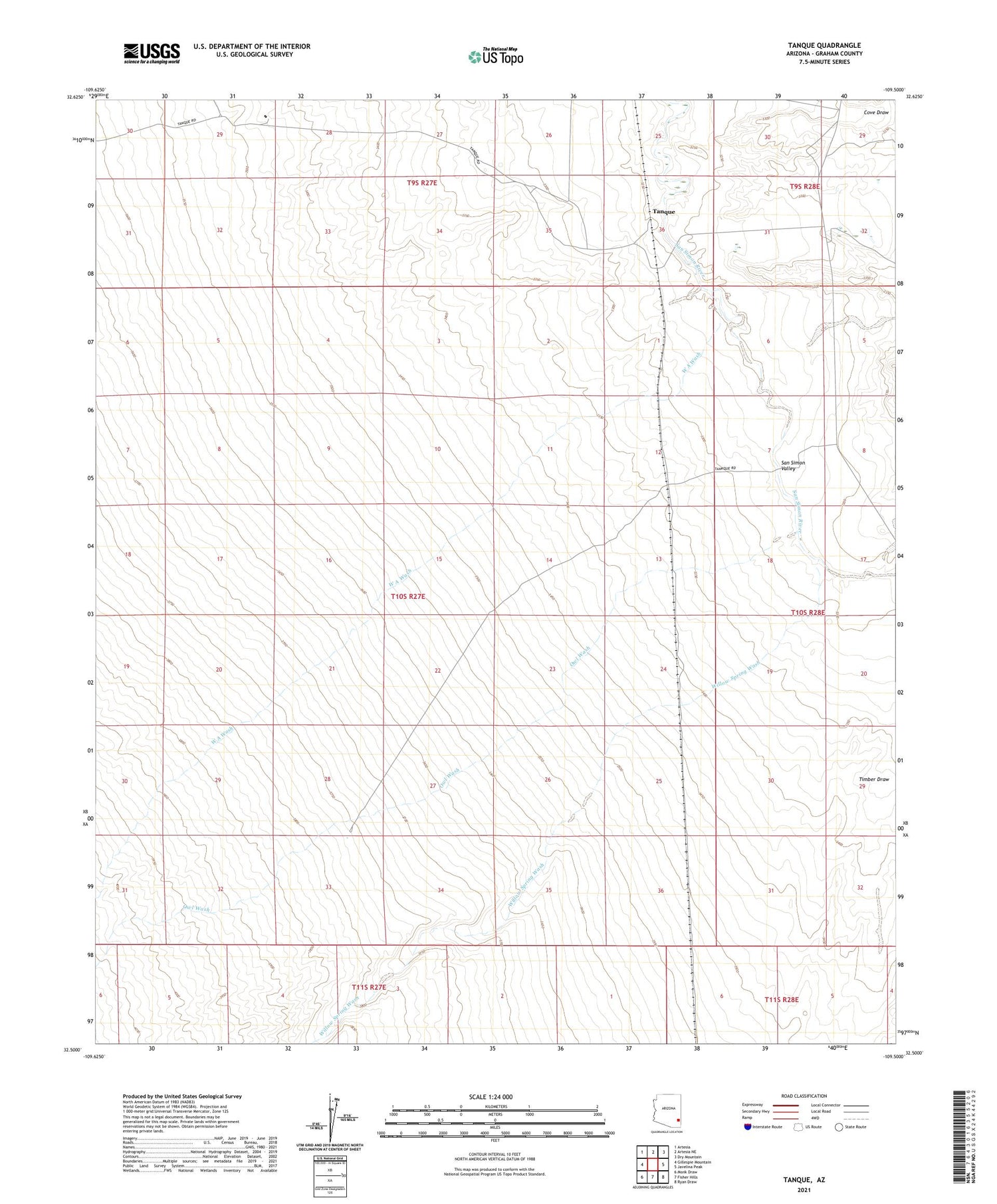 Tanque Arizona US Topo Map Image
