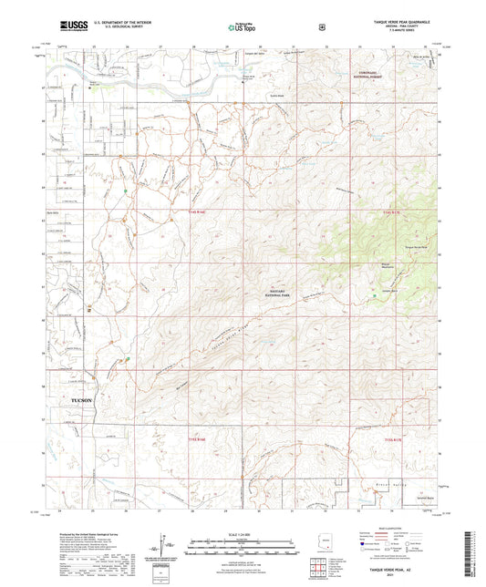 Tanque Verde Peak Arizona US Topo Map Image