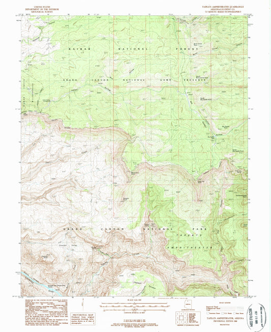 USGS Classic Tapeats Amphitheater Arizona 7.5'x7.5' Topo Map Image