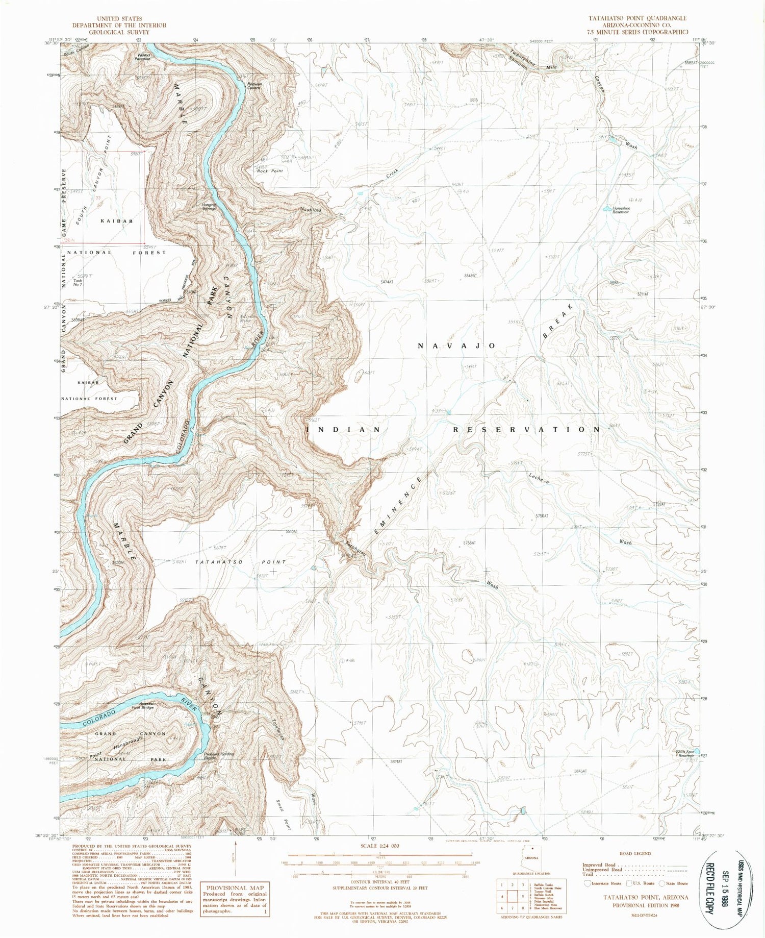 Classic USGS Tatahatso Point Arizona 7.5'x7.5' Topo Map Image