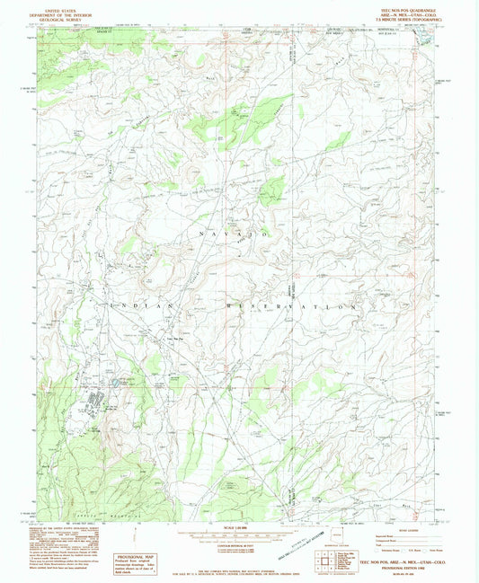 Classic USGS Teec Nos Pos Arizona 7.5'x7.5' Topo Map Image