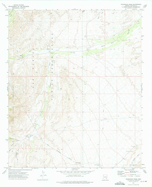 Classic USGS Telegraph Wash Arizona 7.5'x7.5' Topo Map Image