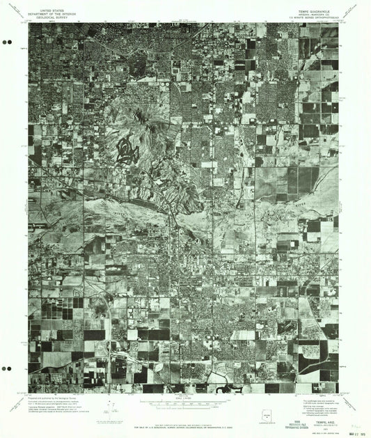 Classic USGS Tempe Arizona 7.5'x7.5' Topo Map Image
