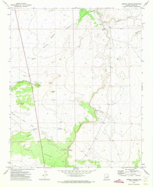 Classic USGS Tenmile Cedars Arizona 7.5'x7.5' Topo Map Image