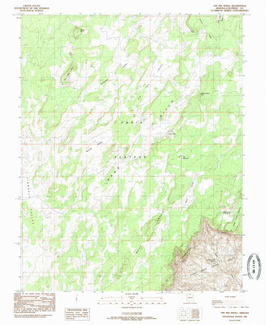 Classic USGS The Big Knoll Arizona 7.5'x7.5' Topo Map Image