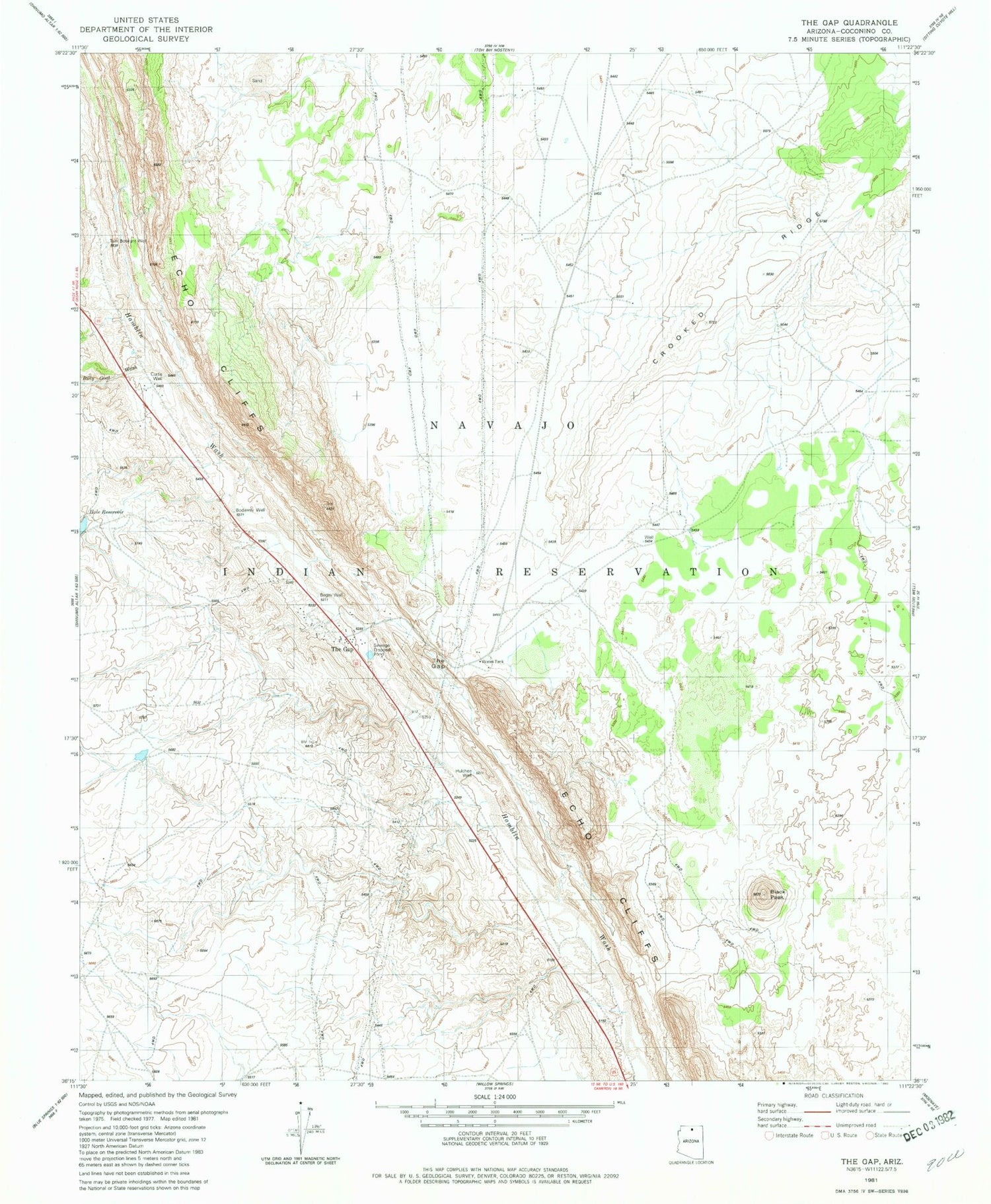 Classic USGS The Gap Arizona 7.5'x7.5' Topo Map Image