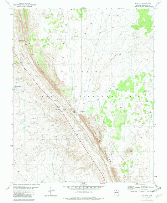 Classic USGS The Gap Arizona 7.5'x7.5' Topo Map Image