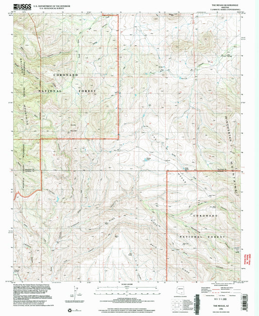 Classic USGS The Mesas Arizona 7.5'x7.5' Topo Map Image