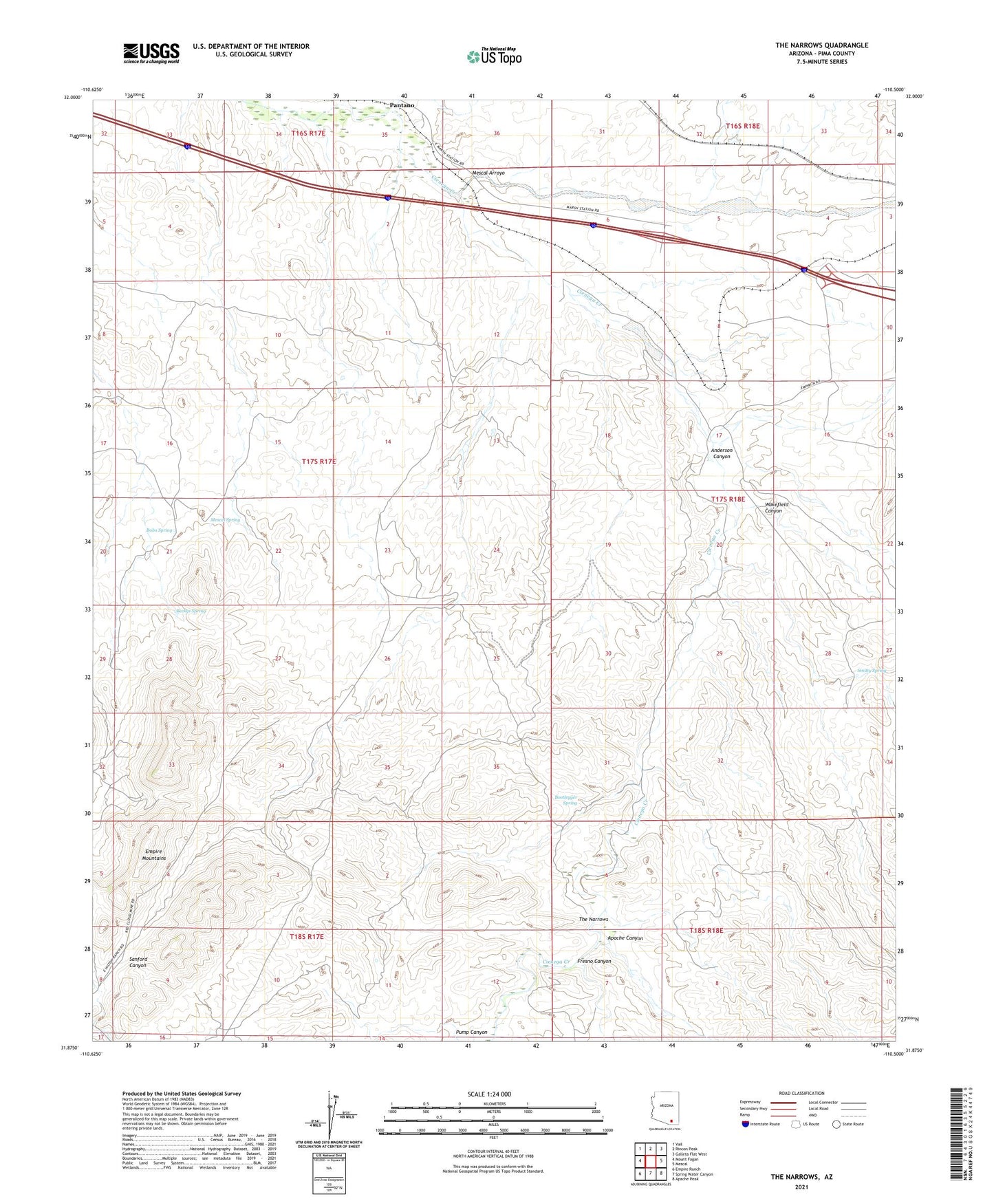 The Narrows Arizona US Topo Map Image