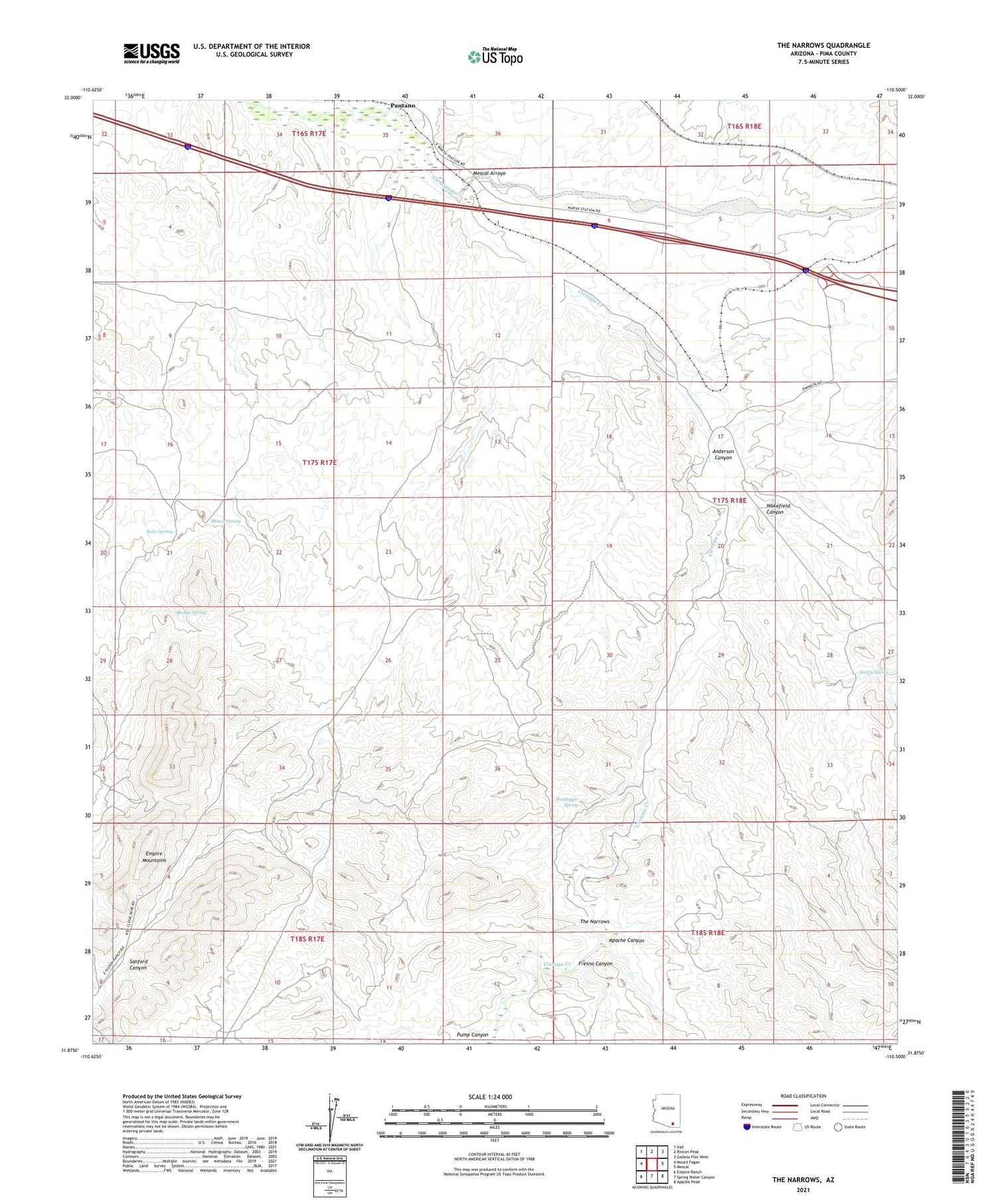 The Narrows Arizona US Topo Map Image