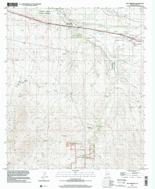 Classic USGS The Narrows Arizona 7.5'x7.5' Topo Map Image