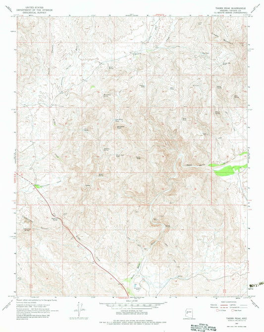 Classic USGS Thorn Peak Arizona 7.5'x7.5' Topo Map Image