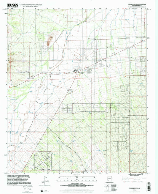 Classic USGS Three Points Arizona 7.5'x7.5' Topo Map Image