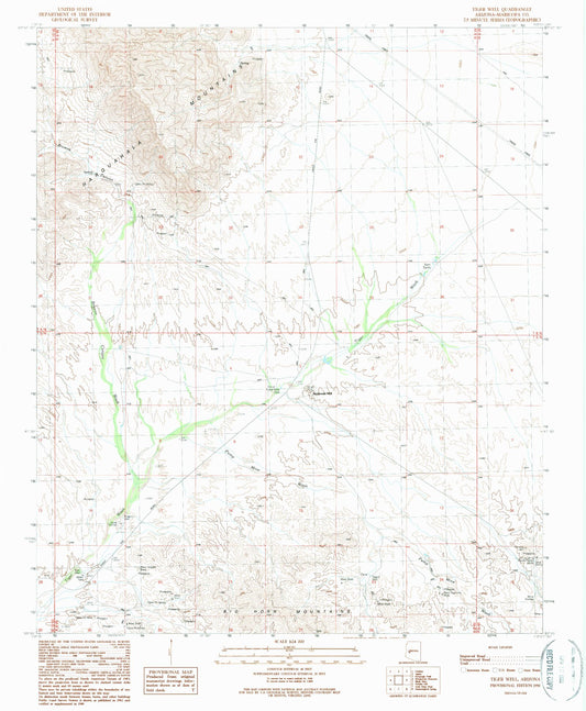 Classic USGS Tiger Well Arizona 7.5'x7.5' Topo Map Image