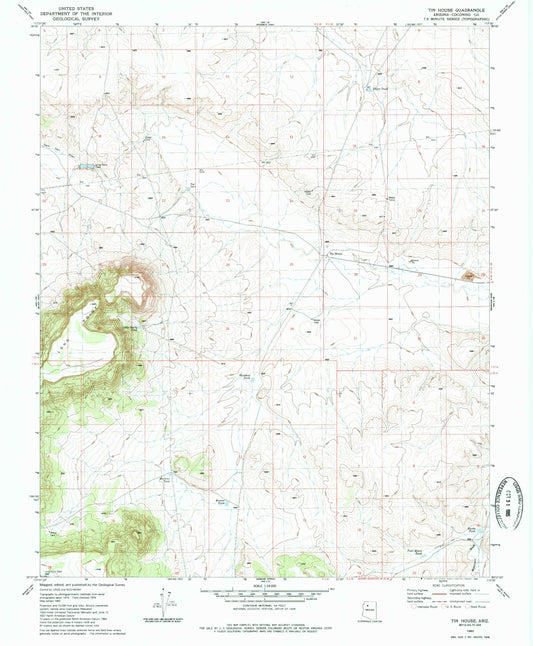Classic USGS Tin House Arizona 7.5'x7.5' Topo Map Image