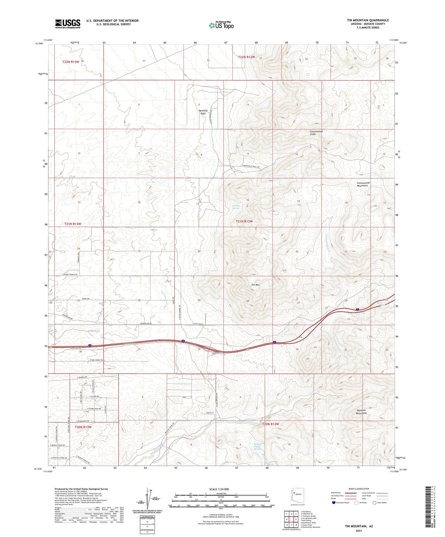 Tin Mountain Arizona US Topo Map Image