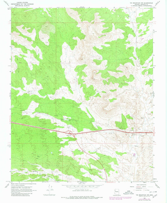 Classic USGS Tin Mountain NW Arizona 7.5'x7.5' Topo Map Image