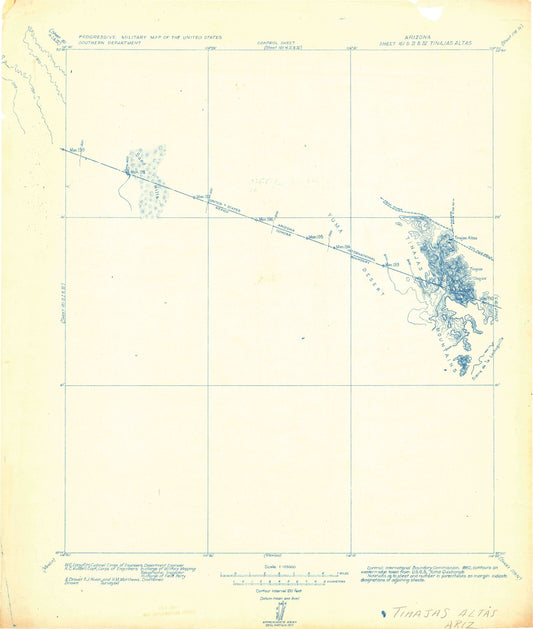 Historic 1982 Gila Mountains Arizona 30'x30' Topo Map Image