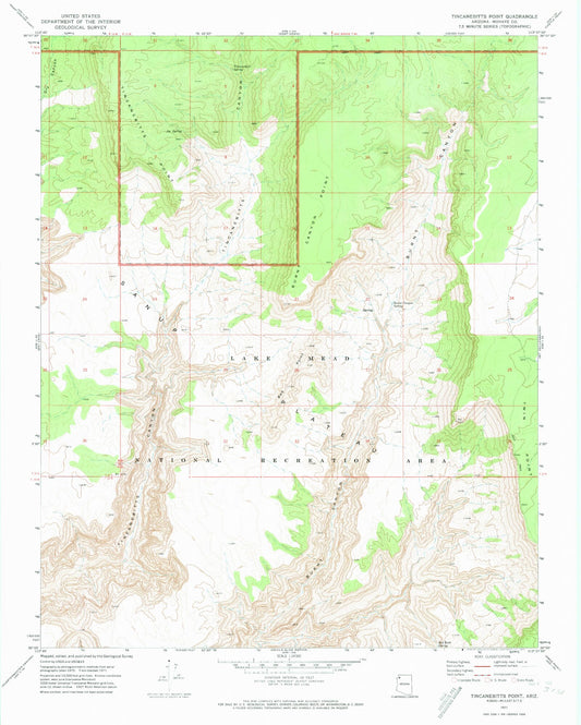 Classic USGS Tincanebitts Point Arizona 7.5'x7.5' Topo Map Image