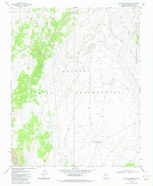 Classic USGS Toh Bih Nosteny Arizona 7.5'x7.5' Topo Map Image